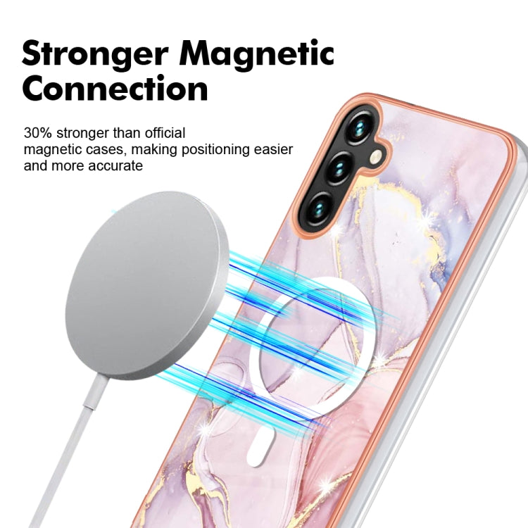 For Samsung Galaxy A54 5G Marble Pattern Dual-side IMD Magsafe TPU Phone Case(Rose Gold 005) - Galaxy Phone Cases by buy2fix | Online Shopping UK | buy2fix