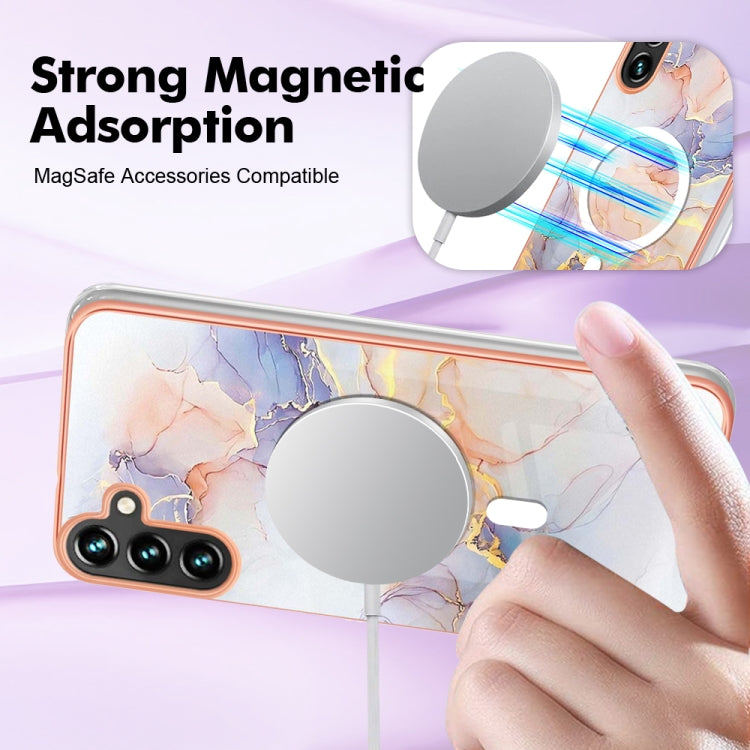 For Samsung Galaxy A54 5G Marble Pattern Dual-side IMD Magsafe TPU Phone Case(White Marble) - Galaxy Phone Cases by buy2fix | Online Shopping UK | buy2fix