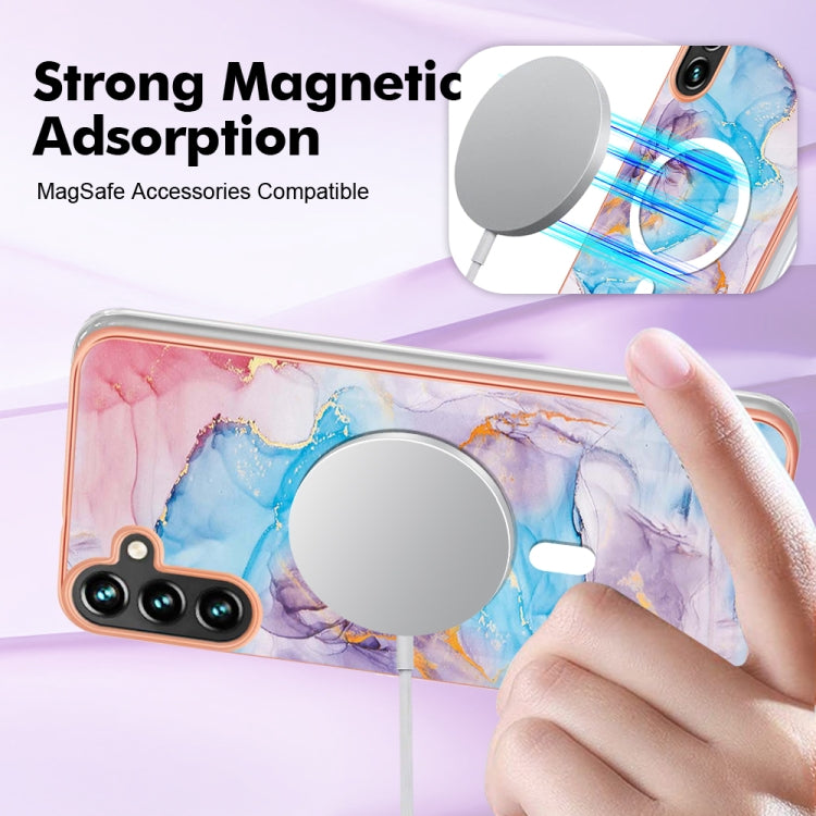 For Samsung Galaxy A54 5G Marble Pattern Dual-side IMD Magsafe TPU Phone Case(Blue Marble) - Galaxy Phone Cases by buy2fix | Online Shopping UK | buy2fix