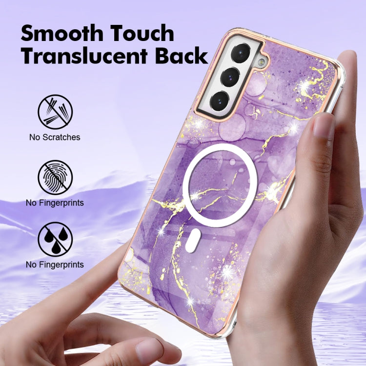 For Samsung Galaxy S21 FE 5G Marble Pattern Dual-side IMD Magsafe TPU Phone Case(Purple 002) - Galaxy Phone Cases by buy2fix | Online Shopping UK | buy2fix