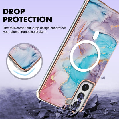 For Samsung Galaxy S21 FE 5G Marble Pattern Dual-side IMD Magsafe TPU Phone Case(Blue Marble) - Galaxy Phone Cases by buy2fix | Online Shopping UK | buy2fix