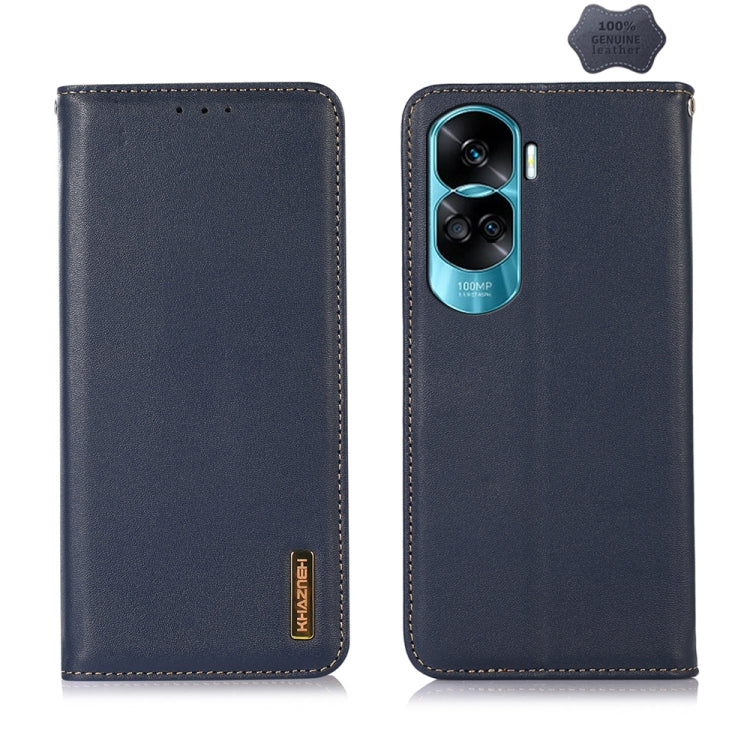 For Honor 90 Lite 5G / X50i KHAZNEH Nappa Top Layer Cowhide Leather Phone Case(Blue) - Honor Cases by buy2fix | Online Shopping UK | buy2fix