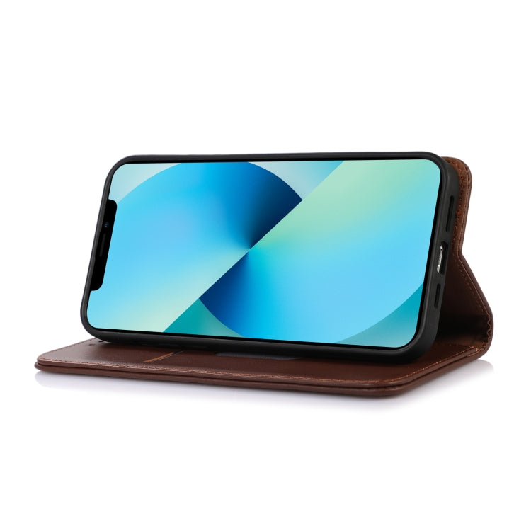 For Samsung Galaxy M34 5G KHAZNEH Nappa Top Layer Cowhide Leather Phone Case(Brown) - Galaxy Phone Cases by buy2fix | Online Shopping UK | buy2fix