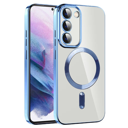 For Samsung Galaxy S21+ 5G CD Texture Plating TPU MagSafe Phone Case with Lens Film(Sierra Blue) - Galaxy S21+ 5G Cases by buy2fix | Online Shopping UK | buy2fix
