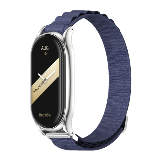 For Xiaomi Mi Band 8 Mijobs Plus Case Nylon Breathable Watch Band(Midnight Blue Silver) - Watch Bands by MIJOBS | Online Shopping UK | buy2fix