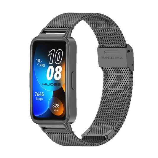 For Huawei Band 8 / 9 Mijobs Milan Buckle Stainless Steel Watch Band(Black) - Watch Bands by MIJOBS | Online Shopping UK | buy2fix