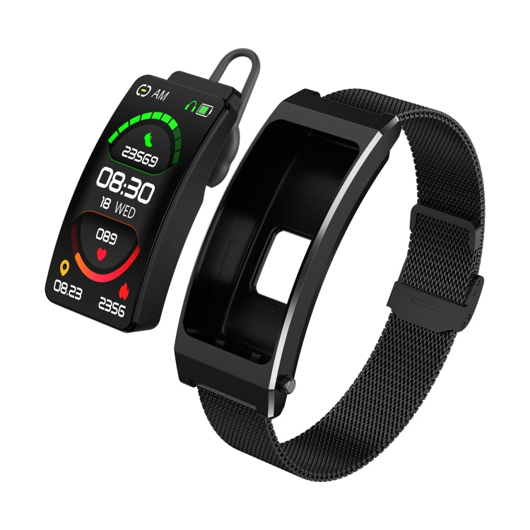 K13S 1.14 inch TFT Screen Milanese Metal Strap Smart Call Bracelet Supports Sleep Management / Blood Oxygen Monitoring(Black) - Smart Wristbands by buy2fix | Online Shopping UK | buy2fix