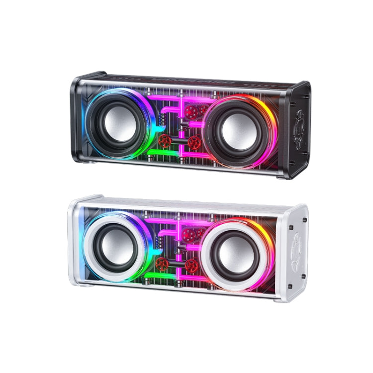 WK D45 10W Dual Speaker Transparent Mecha Bluetooth Speaker(White) - Desktop Speaker by WK | Online Shopping UK | buy2fix