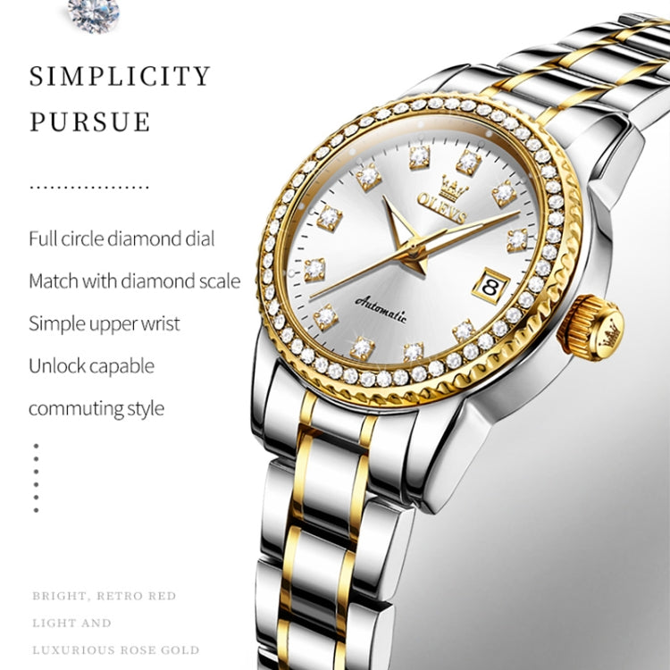 OLEVS 7003 Women Multifunctional Waterproof Mechanical Watch(Gold + White) - Metal Strap Watches by OLEVS | Online Shopping UK | buy2fix