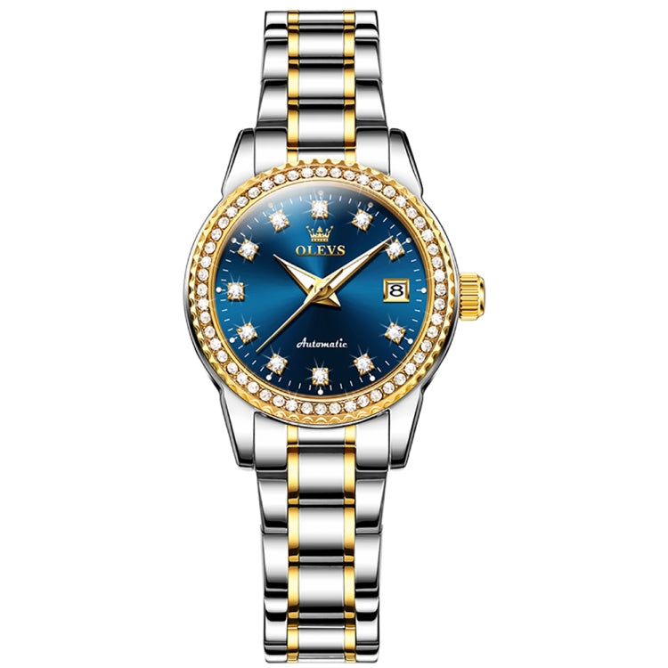 OLEVS 7003 Women Multifunctional Waterproof Mechanical Watch(Gold + Blue) - Metal Strap Watches by OLEVS | Online Shopping UK | buy2fix