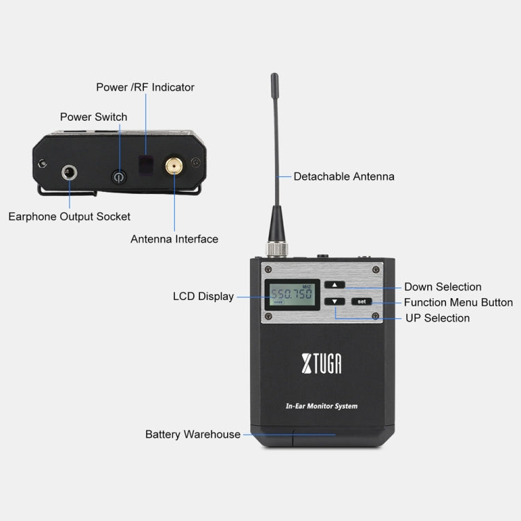 XTUGA  IEM1100 Professional Wireless In Ear Monitor System 4 BodyPacks(EU Plug) - Microphone by XTUGA | Online Shopping UK | buy2fix