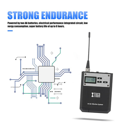 XTUGA  IEM1100 Professional Wireless In Ear Monitor System 2 BodyPacks(EU Plug) - Microphone by XTUGA | Online Shopping UK | buy2fix