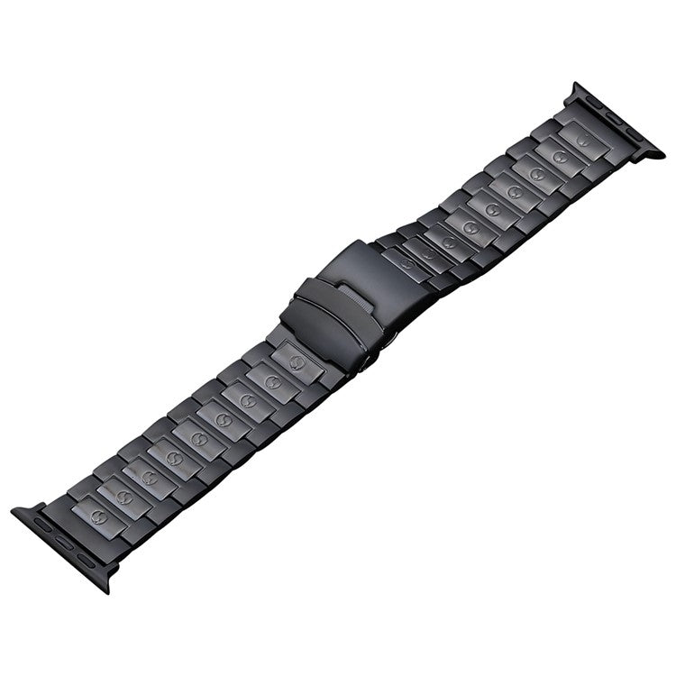 For Apple Watch Ultra 49mm Safety Buckle Titanium Steel Watch Band(Black) - Watch Bands by buy2fix | Online Shopping UK | buy2fix