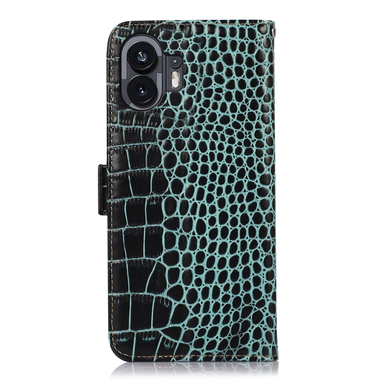 For Nothing Phone 2 Crocodile Top Layer Cowhide Leather Phone Case(Green) - More Brand by buy2fix | Online Shopping UK | buy2fix