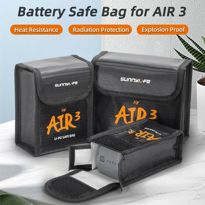 For DJI Air 3 Sunnylife Battery Explosion-proof Safe Bag Protective Li-Po Safe Bag For 3pcs Batteries - Backpacks & Bags by Sunnylife | Online Shopping UK | buy2fix