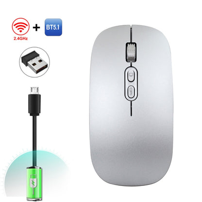 HXSJ M103 1600DPI Dual Mode 2.4GHz + Bluetooth 5.1 Wireless Rechargeable Mouse(Silver) - Wireless Mice by HXSJ | Online Shopping UK | buy2fix