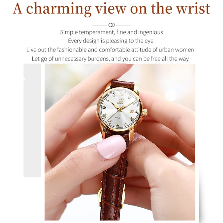 OLEVS 6896 Women Multifunctional Luminous Waterproof Quartz Watch(White) - Leather Strap Watches by OLEVS | Online Shopping UK | buy2fix