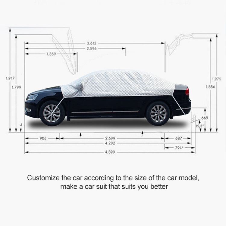 Car Half-cover Car Clothing Sunscreen Heat Insulation Sun Nisor, Plus Cotton Size: 4.6x1.8x1.8m - Aluminum Film PEVA by buy2fix | Online Shopping UK | buy2fix