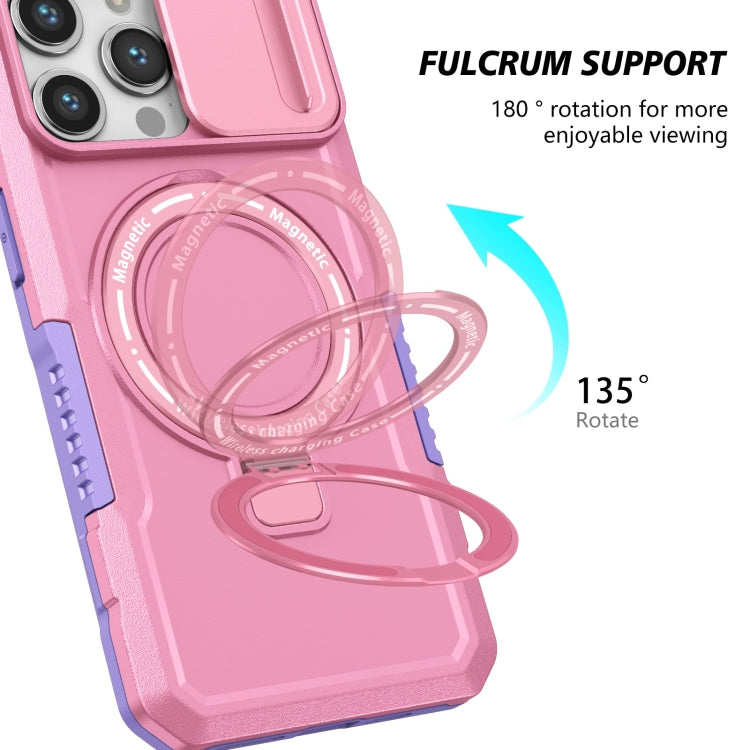 For iPhone 14 Pro Max Sliding Camshield Magsafe Holder TPU Hybrid PC Phone Case(Purple Pink) - iPhone 14 Pro Max Cases by buy2fix | Online Shopping UK | buy2fix