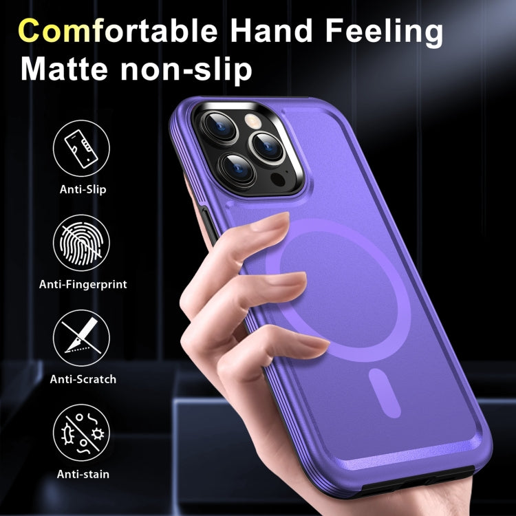 For iPhone 12 Pro Shield Armor MagSafe TPU Hybrid PC Phone Case(Purple) - iPhone 12 / 12 Pro Cases by buy2fix | Online Shopping UK | buy2fix