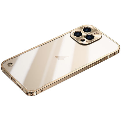 For iPhone 15 Pro Max Metal Frame Frosted PC Shockproof Phone Case(Gold) - iPhone 15 Pro Max Cases by buy2fix | Online Shopping UK | buy2fix