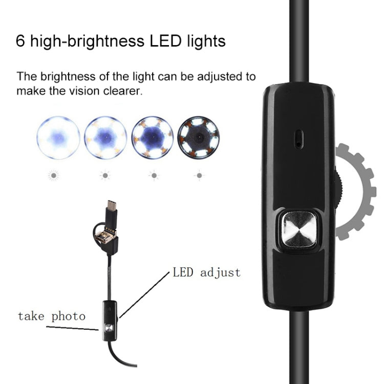 AN100 3 in 1 IP67 Waterproof USB-C / Type-C + Micro USB + USB HD Endoscope Snake Tube Inspection Camera for Parts of OTG Function Android Mobile Phone, with 6 LEDs, Lens Diameter:5.5mm(Length: 1m) - Consumer Electronics by buy2fix | Online Shopping UK | buy2fix