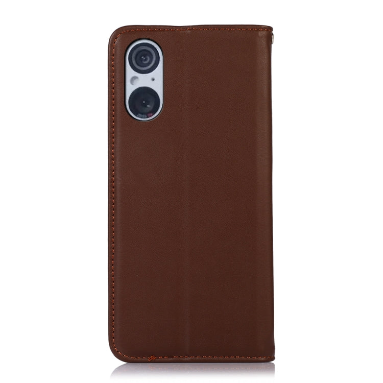 For Sony Xperia 5 V KHAZNEH Nappa Top Layer Cowhide Leather Phone Case(Brown) - Sony Cases by buy2fix | Online Shopping UK | buy2fix