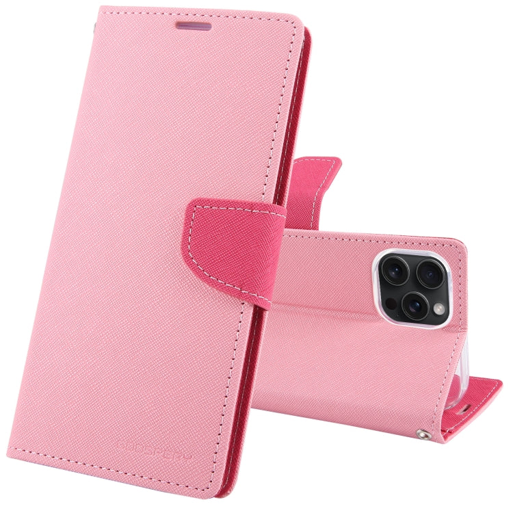 For iPhone 15 Pro Max GOOSPERY FANCY DIARY Cross Texture Leather Phone Case(Pink) - iPhone 15 Pro Max Cases by GOOSPERY | Online Shopping UK | buy2fix