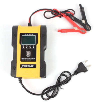 FOXSUR 12V-24V Car Motorcycle Repair Battery Charger AGM Charger Color:Yellow(EU Plug) - Battery Charger by FOXSUR | Online Shopping UK | buy2fix