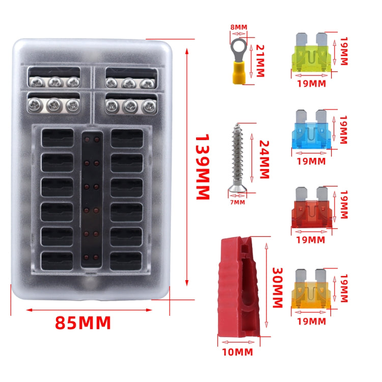 CP-4039 12 Way Fuse Block with 24pcs Fuses and 12pcs Rerminals - Fuse by buy2fix | Online Shopping UK | buy2fix