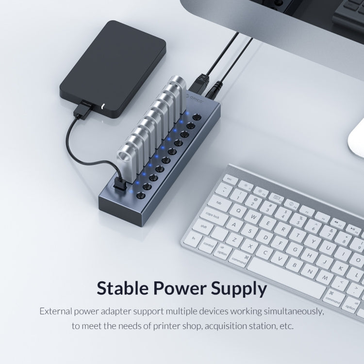 ORICO BT2U3-7AB-GY-BP 7 Ports USB 3.0 HUB with Individual Switches(US Plug) - USB 3.0 HUB by ORICO | Online Shopping UK | buy2fix