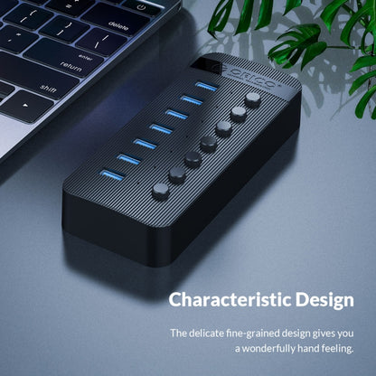 ORICO CT2U3-16AB Plastic Stripes 16 Ports USB 3.0 HUB with Individual Switches, Plug:EU Plug(Black) - USB 3.0 HUB by ORICO | Online Shopping UK | buy2fix