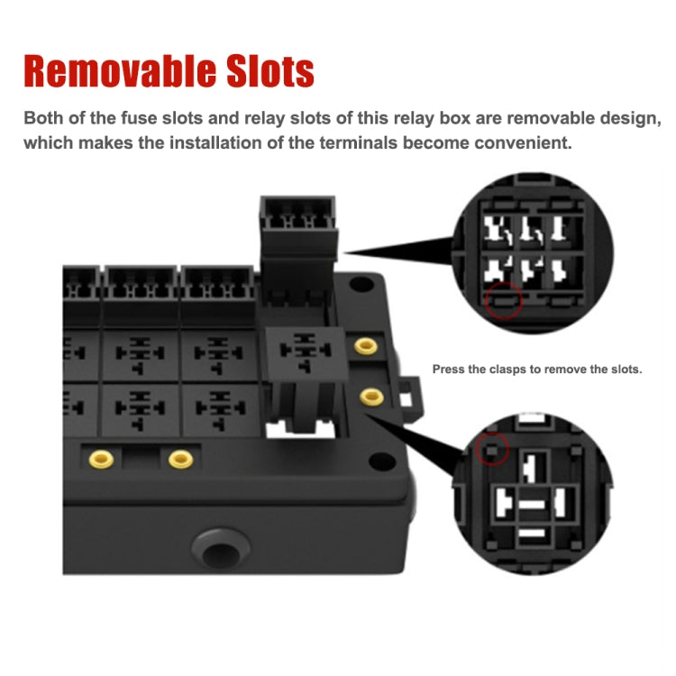 12V Car Multi-Way Relay Fuse Box 15 Way Fuse Holder - Fuse by buy2fix | Online Shopping UK | buy2fix