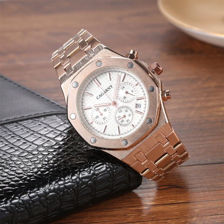 CAGARNY 6835 Men Simple Quartz Steel Band Watch(Rose Gold + White) - Metal Strap Watches by CAGARNY | Online Shopping UK | buy2fix