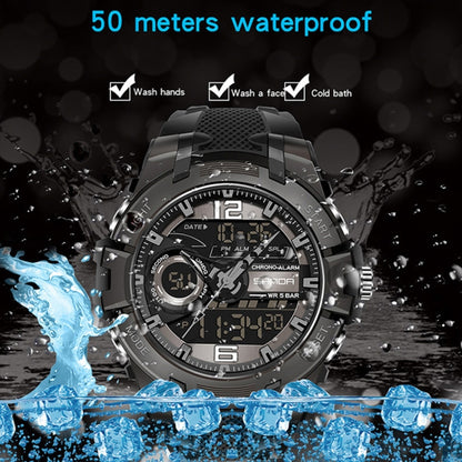 SANDA 6015 Men Multifunctional Waterproof Luminous Sports Watch(Black Silver) - Silicone Strap Watches by SANDA | Online Shopping UK | buy2fix