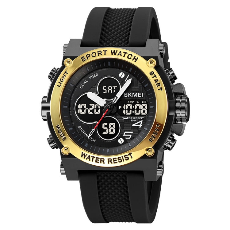 SKMEI 2065 50M Waterproof Multifunctional Men Dual Display Sports Digital Wrist Watch(Black Gold) - Silicone Strap Watches by SKMEI | Online Shopping UK | buy2fix