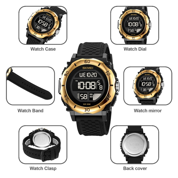 SKMEI 2099 Multifunctional Men Outdoor 50M Waterproof Luminous Digital Wrist Watch(Black) - Silicone Strap Watches by SKMEI | Online Shopping UK | buy2fix