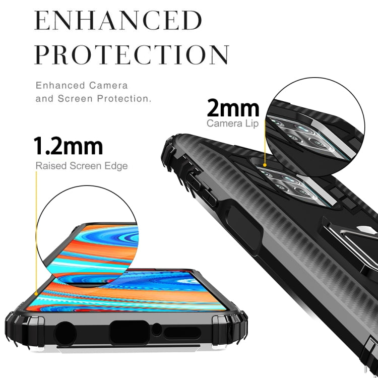 For Xiaomi Redmi 10X 5G Carbon Fiber Protective Case with 360 Degree Rotating Ring Holder(Black) - Xiaomi Cases by buy2fix | Online Shopping UK | buy2fix