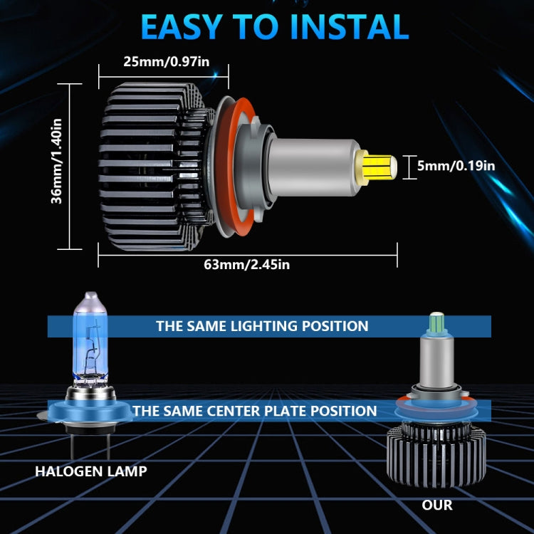 V2 1 Pair H11 35W 6000K 4000LM Car 6 Sides LED Headlight(Cool White) - LED Headlamps by buy2fix | Online Shopping UK | buy2fix