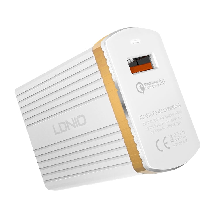 LDNIO A1302Q 2 in 1 18W QC3.0 USB Interface Grid Shape Travel Charger Mobile Phone Charger with Type-C / USB-C Data Cable, EU Plug - Mobile Accessories by LDNIO | Online Shopping UK | buy2fix