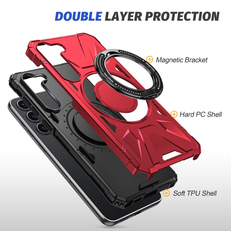 For Samsung Galaxy S24 5G MagSafe Magnetic Shockproof Phone Case with Ring Holder(Red) - Galaxy S24 5G Cases by buy2fix | Online Shopping UK | buy2fix