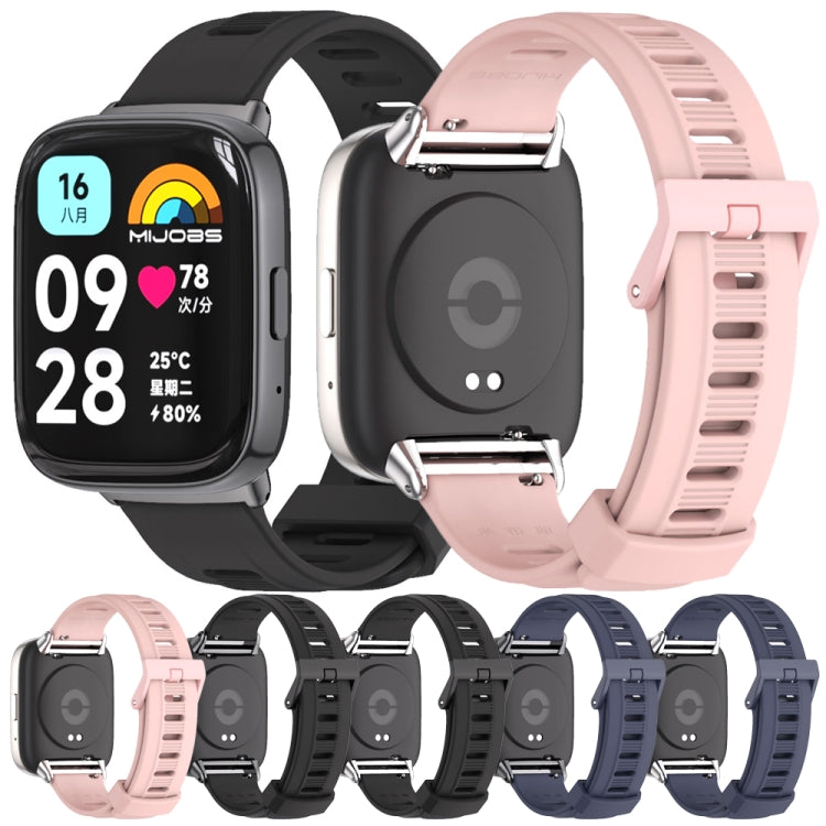 For Redmi Watch 3 Lite / Watch 3 Active Mijobs Flat Hole Breathable TPU Watch Band(Pink+Silver) - Watch Bands by MIJOBS | Online Shopping UK | buy2fix