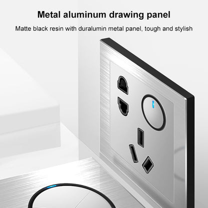 86mm Gray Aluminum Wire Drawing LED Switch Panel, Style:Four Open Dual Control - Consumer Electronics by buy2fix | Online Shopping UK | buy2fix