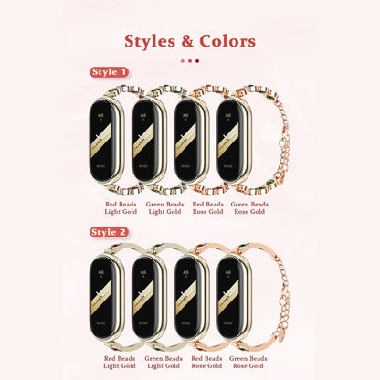 For Xiaomi Mi Band 8 / 9 / 9 NFC Mijobs Ruyi Beauty Bracelet Watch Band(Rose Gold Green) - Watch Bands by MIJOBS | Online Shopping UK | buy2fix