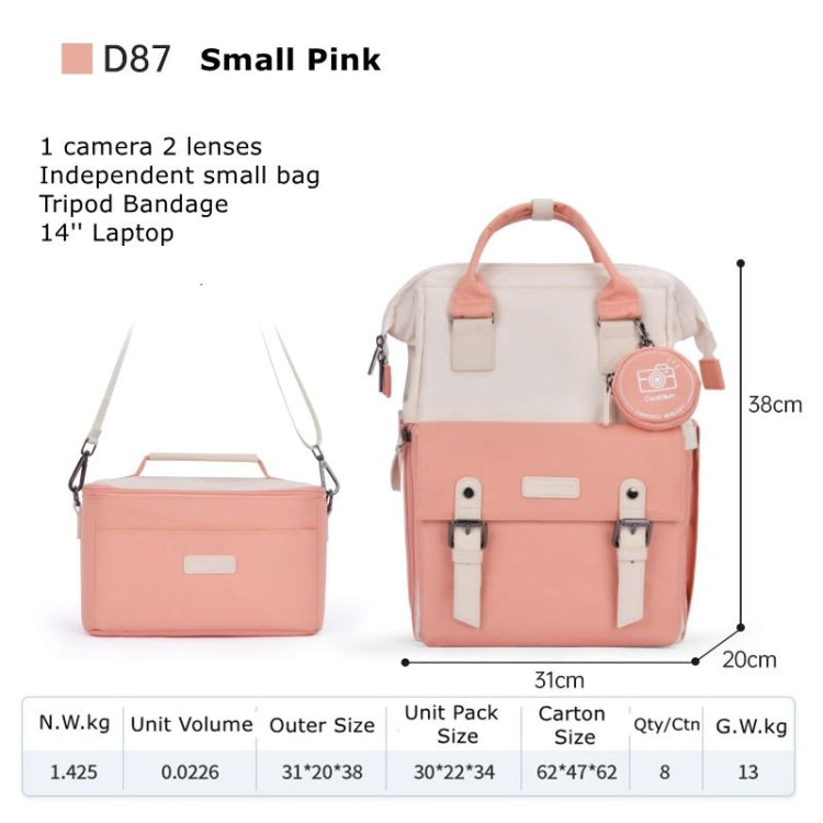 Cwatcun D87 Color Matching Camera Backpack Large Capacity Photography Bag, Size:38 x 31 x 20cm Small(Pink) - Backpack by Cwatcun | Online Shopping UK | buy2fix