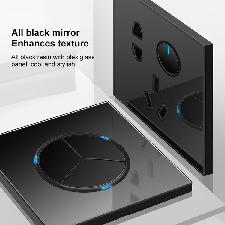 86mm Round LED Tempered Glass Switch Panel, Black Round Glass, Style:One Open Dual Control - Switch by buy2fix | Online Shopping UK | buy2fix