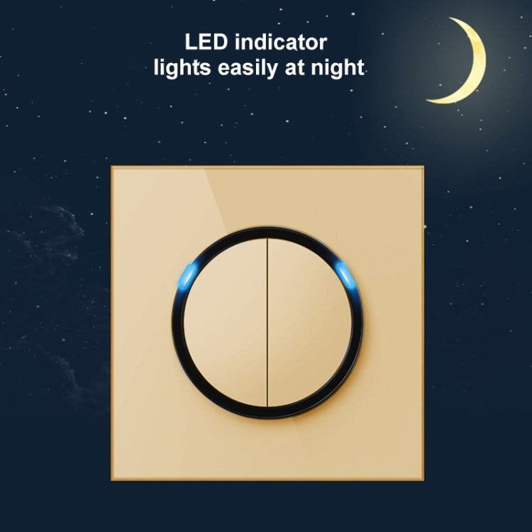 86mm Round LED Tempered Glass Switch Panel, Gold Round Glass, Style:One Open Dual Control - Consumer Electronics by buy2fix | Online Shopping UK | buy2fix