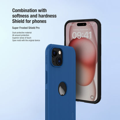 For iPhone 15 NILLKIN Super Frosted Shield Pro Phone Protective Case With LOGO Cutout(Blue) - iPhone 15 Cases by NILLKIN | Online Shopping UK | buy2fix