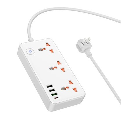 hoco AC8 Storm 3-position Socket with PD30W+3USB Ports, Cable Length: 1.5m, US Plug(White) - Extension Socket by hoco | Online Shopping UK | buy2fix