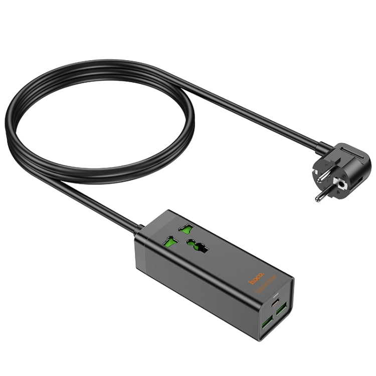 hoco AC9A Talent PD30W Type-C+2USB Ports with 1 Socket Desktop Charger, Cable Length: 1.5m, EU Plug(Black) - Extension Socket by hoco | Online Shopping UK | buy2fix